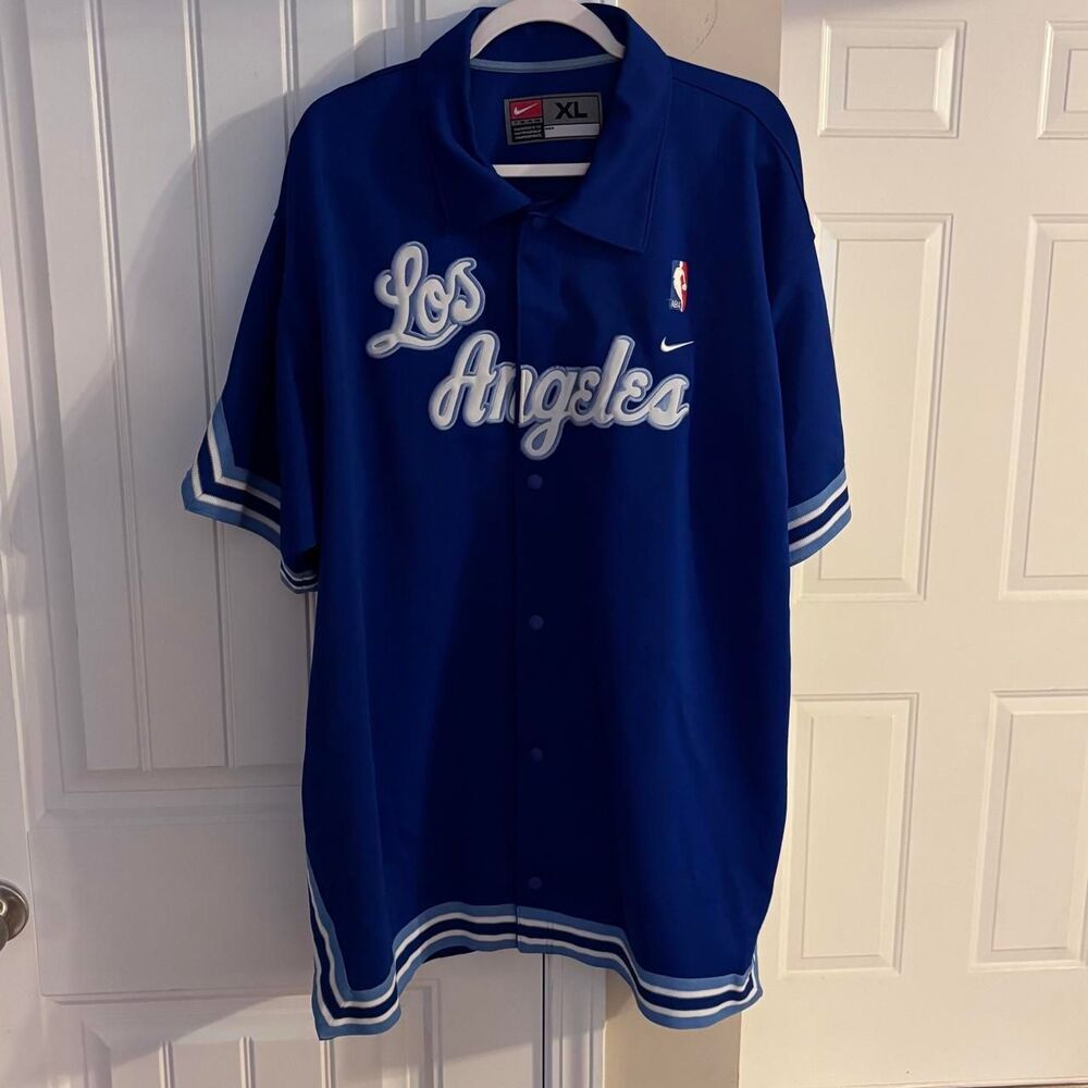Vintage Nike LOS ANGELES LAKERS NBA Button-Down (XL) Warm-Up Jacket!